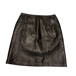 Vtg Willi Smith Black Leather Lined Skirt Sz 10 Back Zip Gothcore Workwear Punk